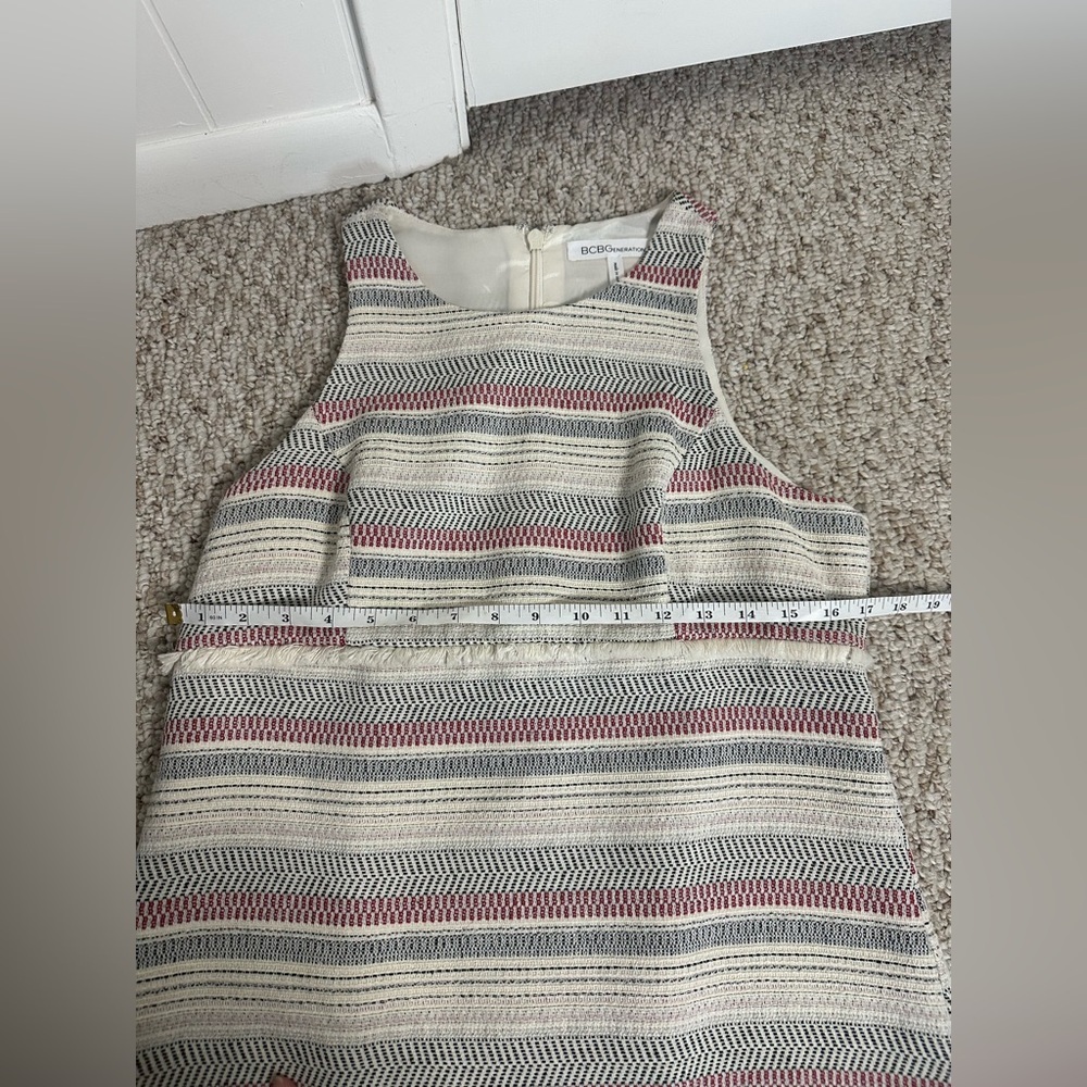 BCBGMAXAZRIA Striped Sleeveless Dress in Cream and Red girls' size 10. - Picture 8 of 8